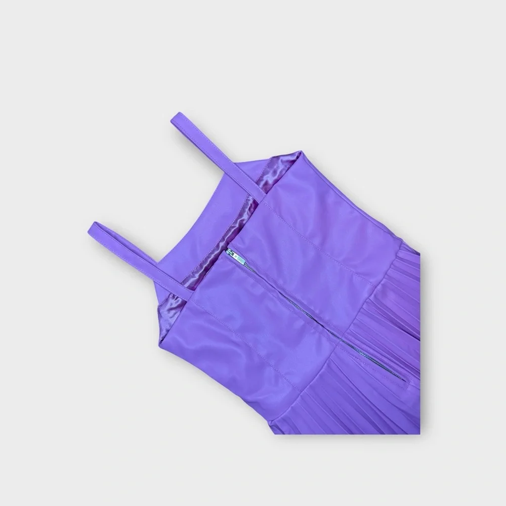 Truce Pink Faux Leather Pleated Tank Dress